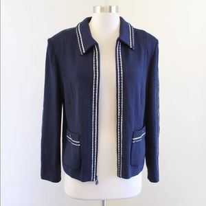 St John Collection  Navy|Blue White Jacket Size 16